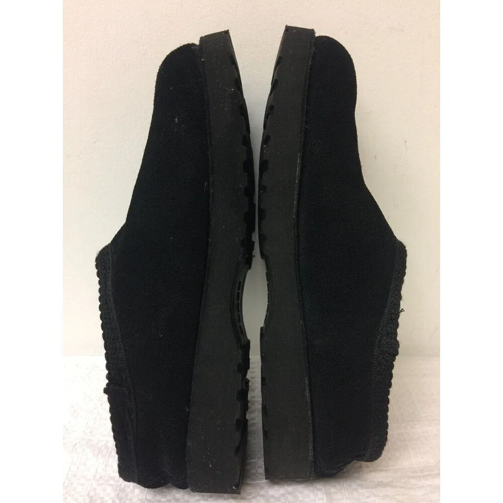 Children Place for kids black faux Fur Lined suede sip on Slippers size 1